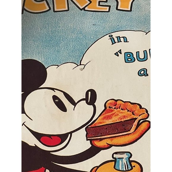 Vintage Walt Disney Mickey Mouse Building a Building Movie Poster Wood Plaque - Picture 10 of 10